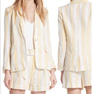 Frame Jacket Yellow White Striped Linen Blazer Jacket 2